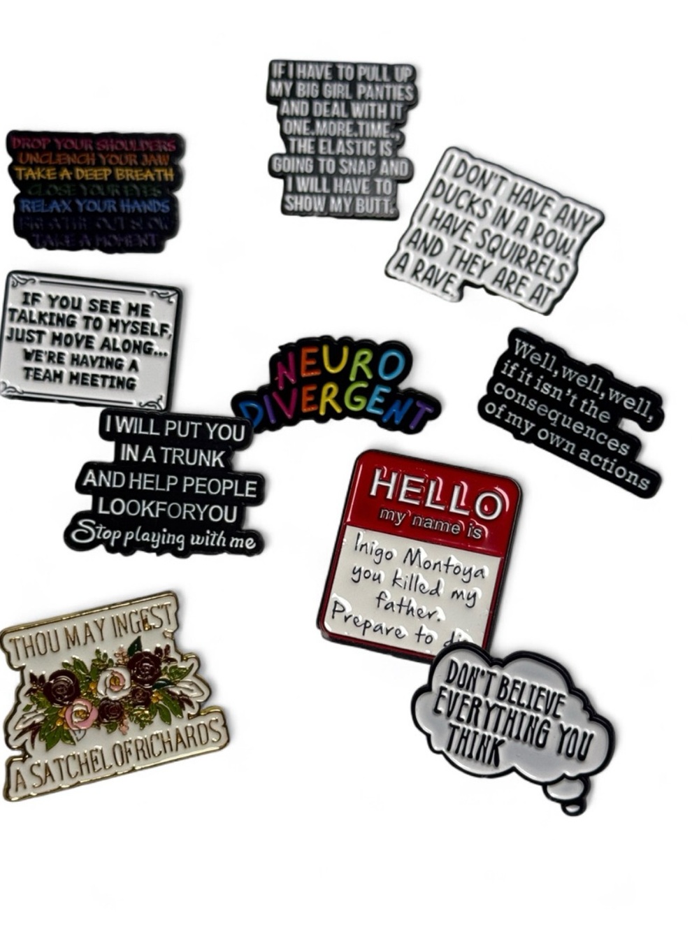 Enamel Pin Lot Funny Sarcastic Quote Meme Workplace Humor Saying Pins 12pc